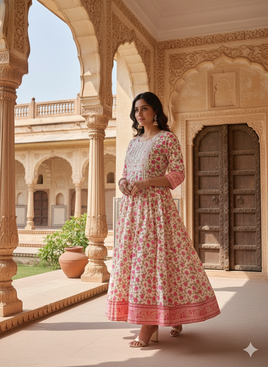 Pink Embroidered kurta Set