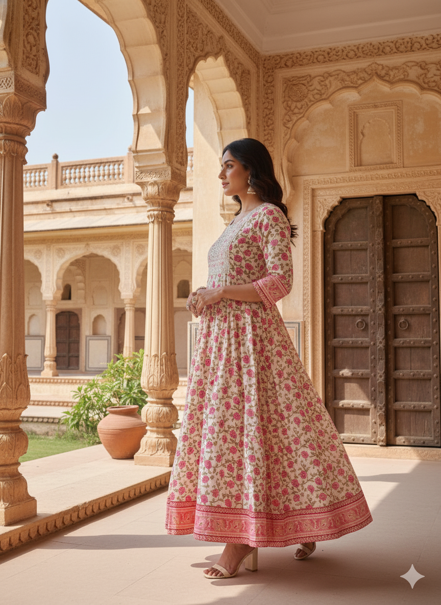 Pink Embroidered kurta Set