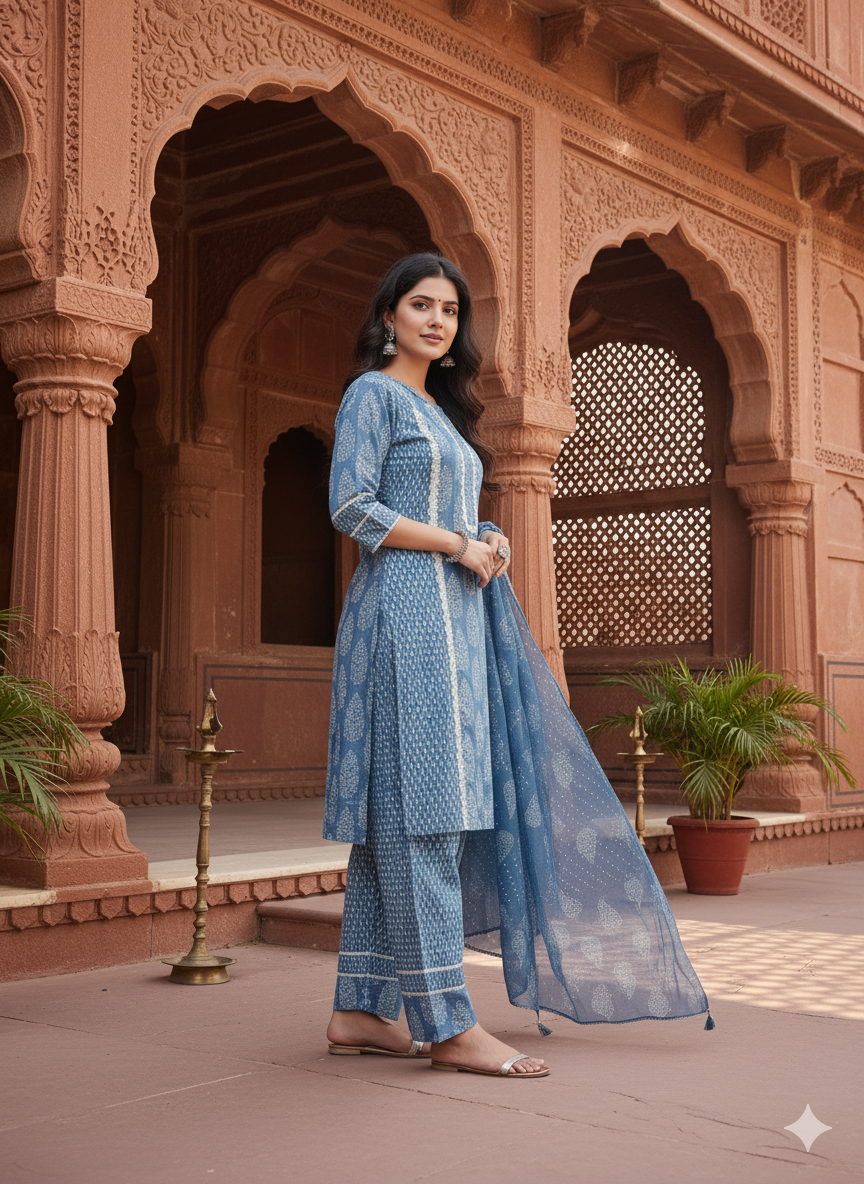 Grey kurta Set with Dupatta