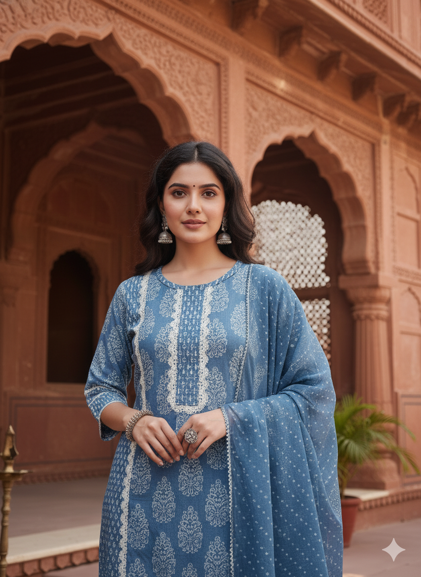 Grey kurta Set with Dupatta