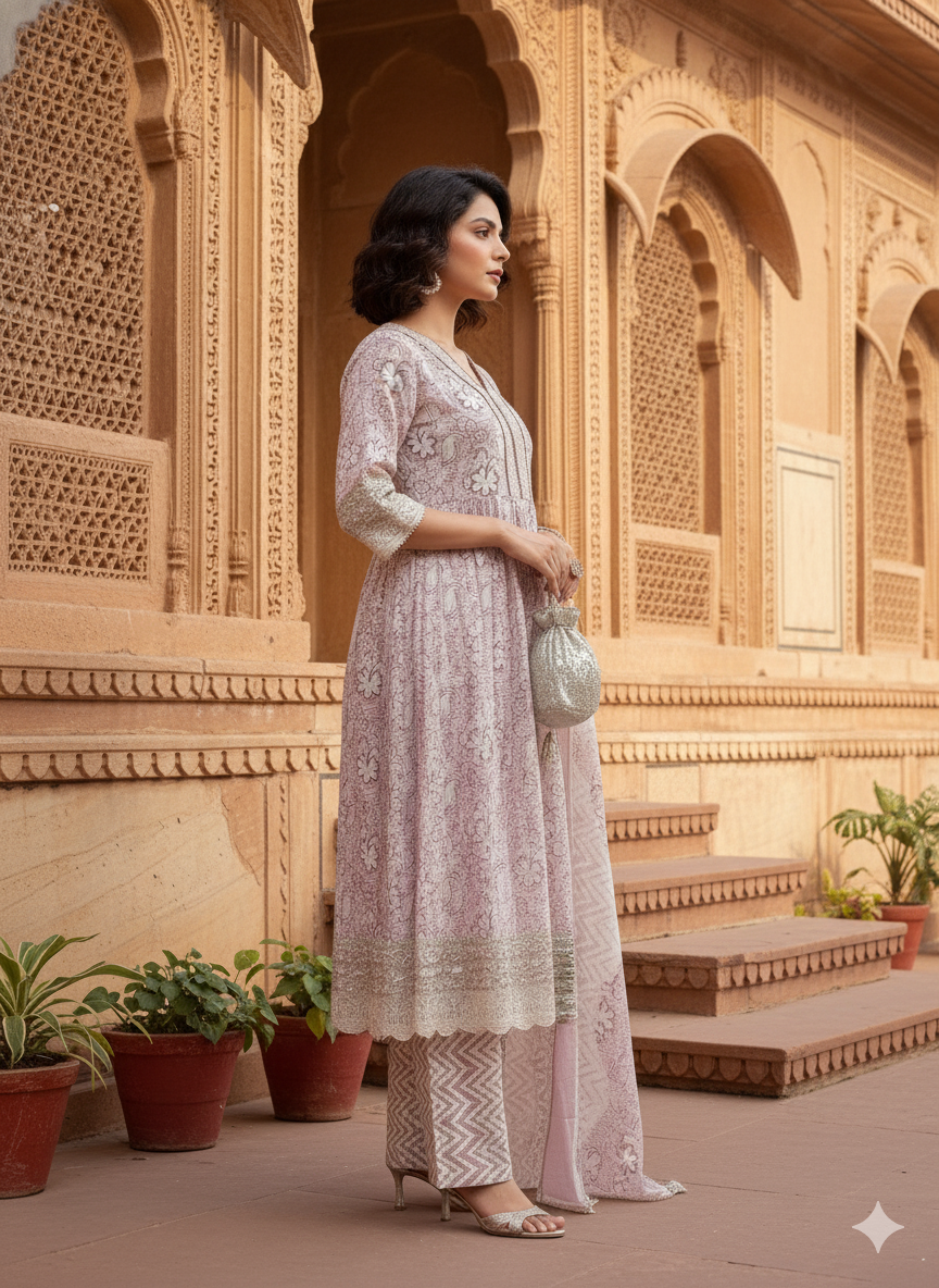 Purple Shade kurta with Dupatta Set