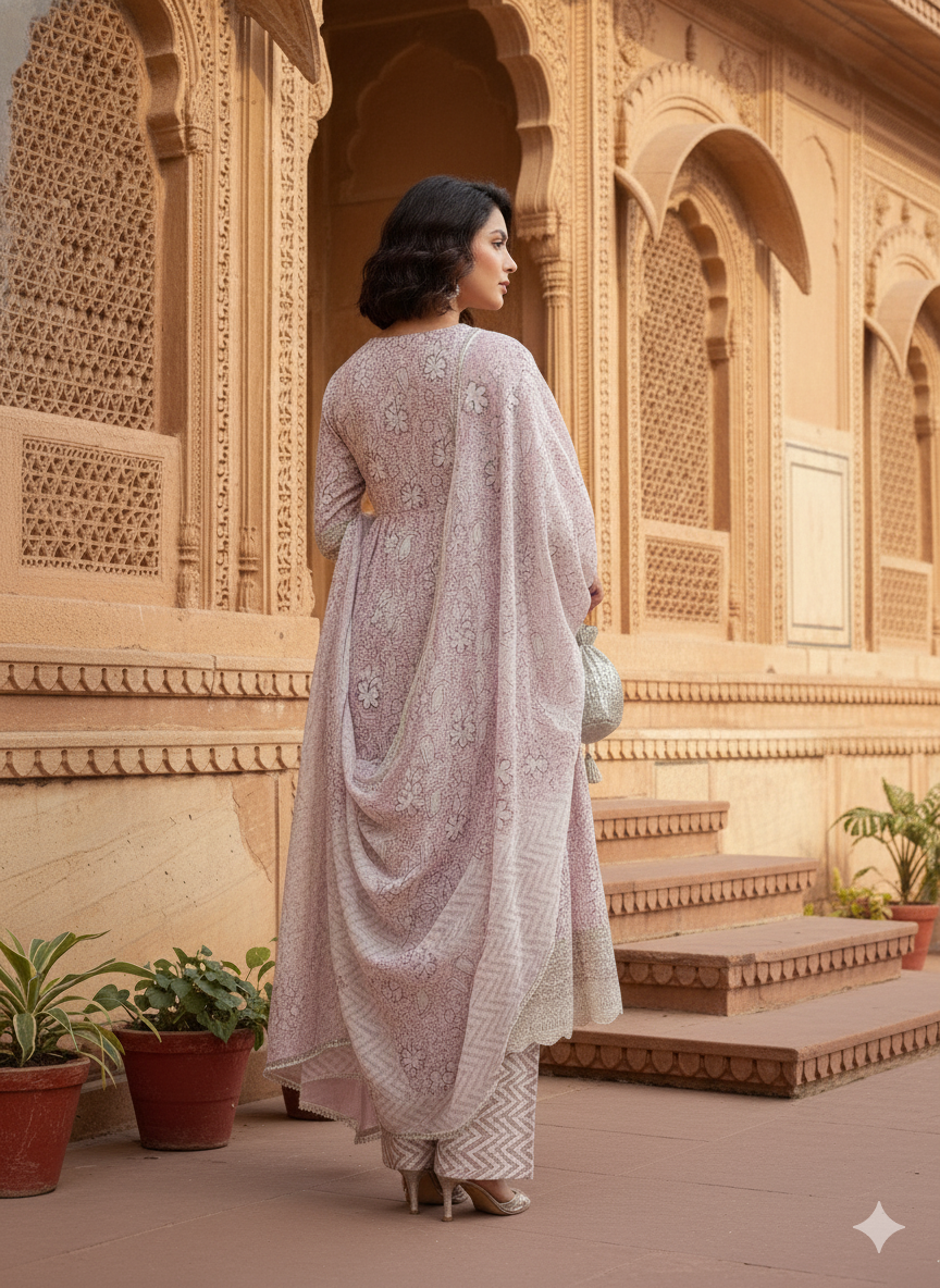 Purple Shade kurta with Dupatta Set