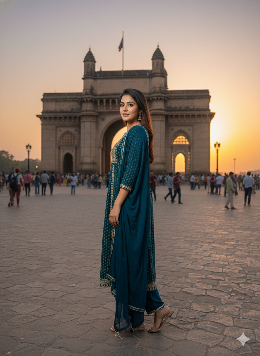 Green Embroidered Dupatta set