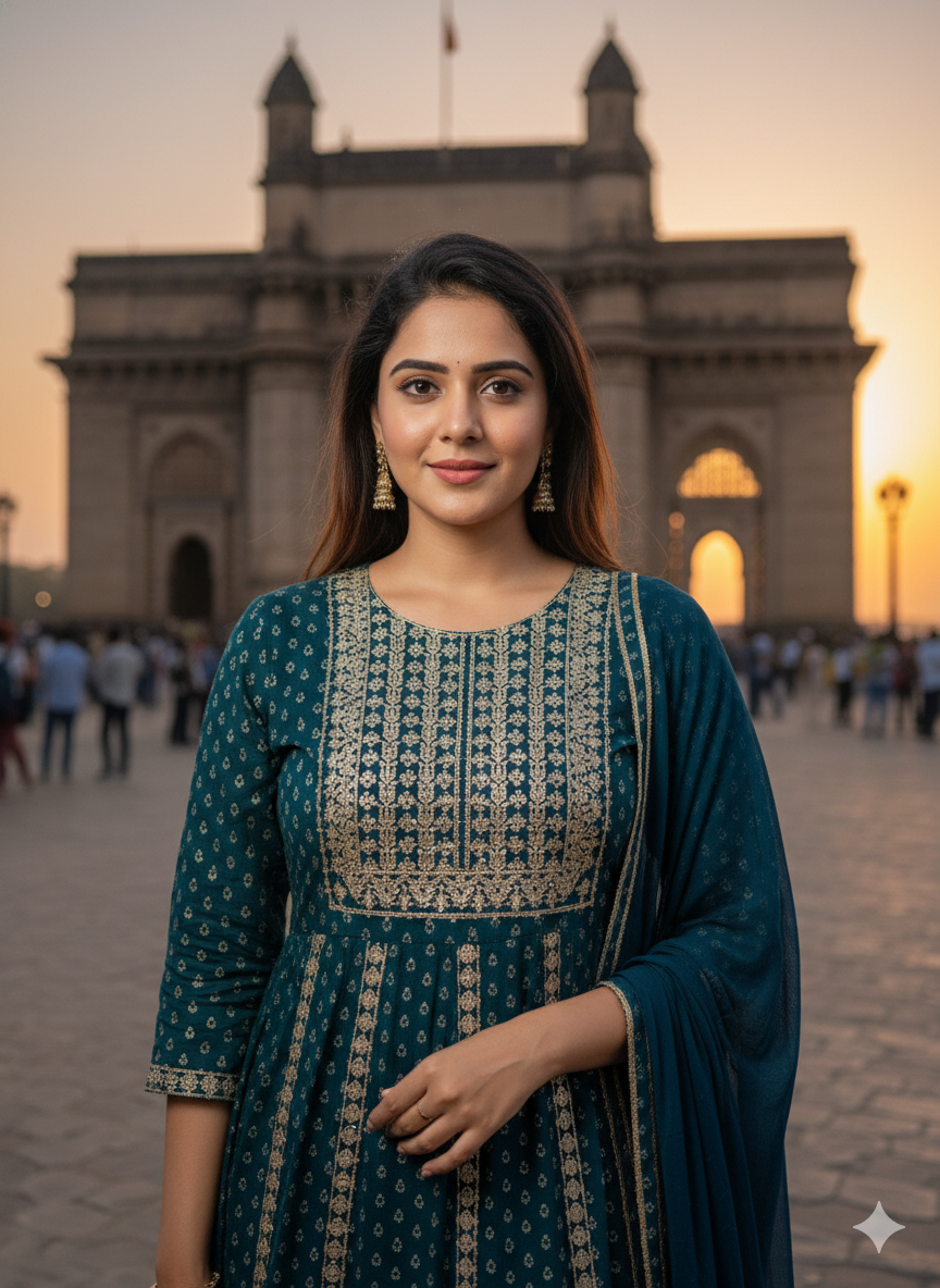 Green Embroidered Dupatta set