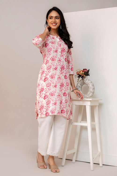Printed Straight kurta with pant