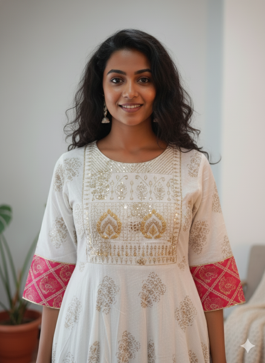 White Half Sleeve Kurta