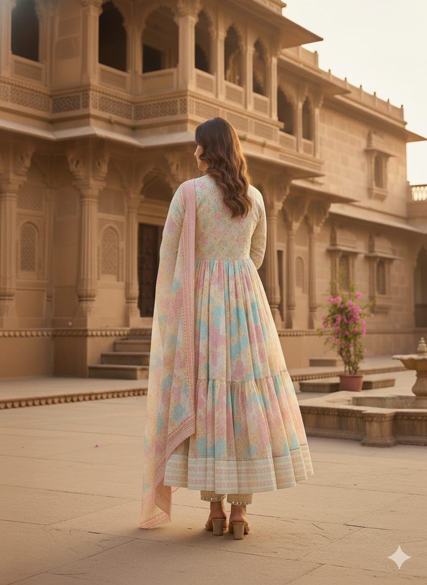 Rayon multicolor Straight Suit With Dupatta